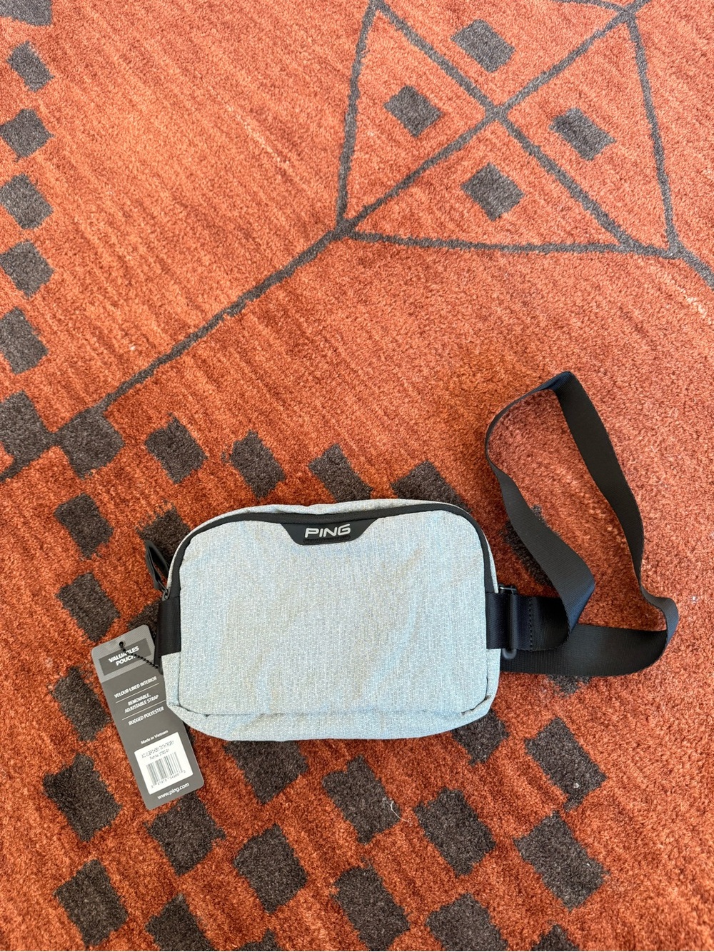 PING Gray and Black Men's Belt Bag with Adjustable Strap